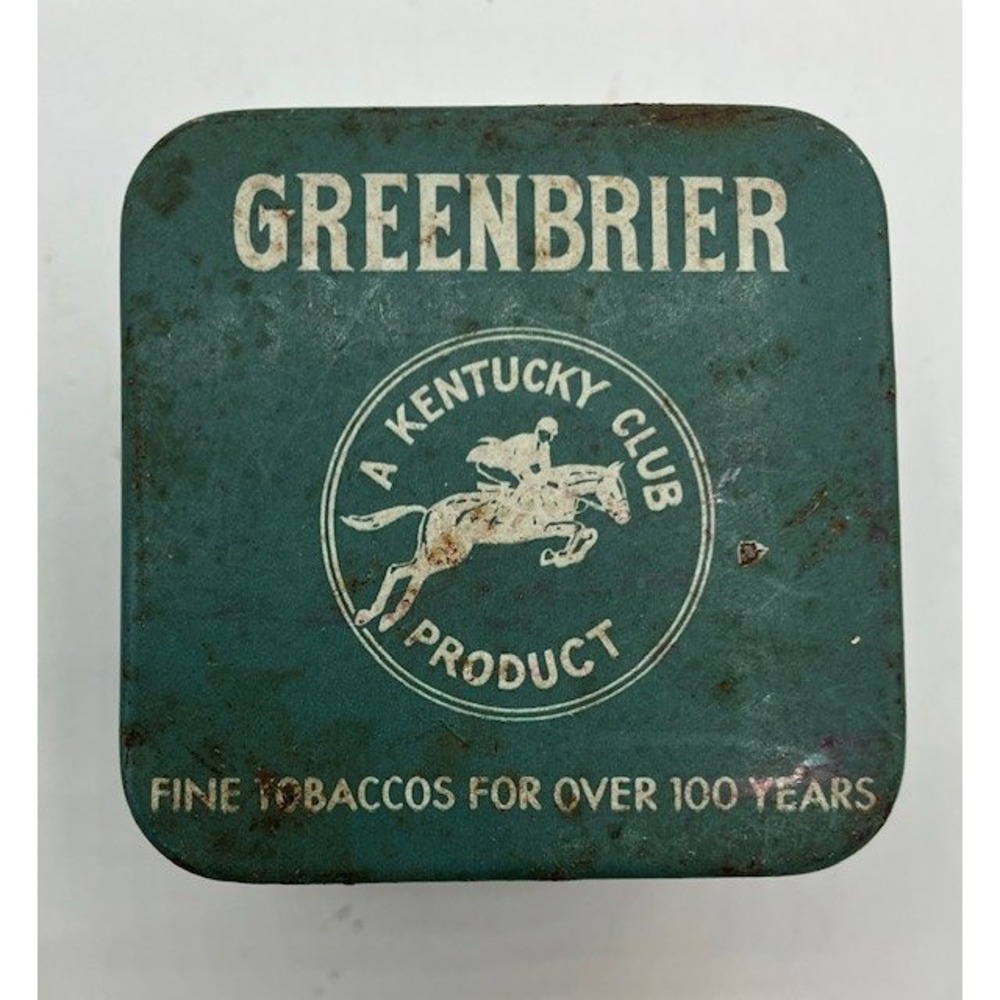 Greenbrier‎ Tobacco Tin Kentucky Club Vintage USA 2.5" Height Green